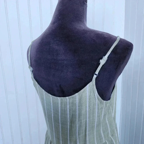 Robbie Bee Green White Stripe Strap Rayon Maxi Dress Tank Sz PM - Picture 8 of 14